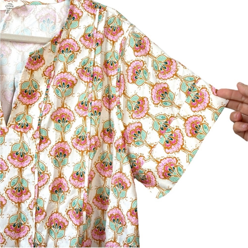 entro Plus Size 1X Top Dreaming In Detail Cream White Printed‎ Blouse Floral - Picture 4 of 8